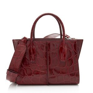 Tod's Croc Embossed Leather Holly Small Tote